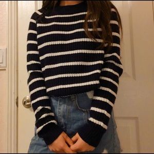 Oversized chunky knit striped sweater